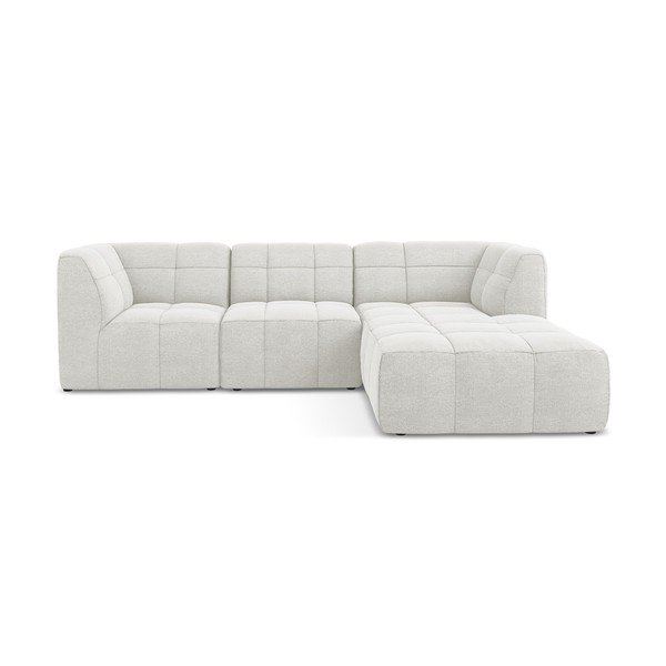 Bijela kutna garnitura od bouclé tkanine (s desnim kutom/s ležaljkom) Aloha – Makamii