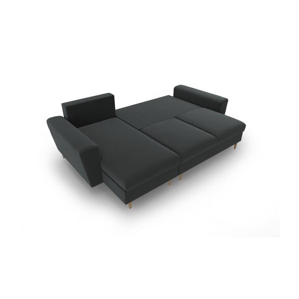 Tamno siva baršunasti sklopiva/s prostorom za odlaganje kutna garnitura Kyoto – Cosmopolitan Design-image-2