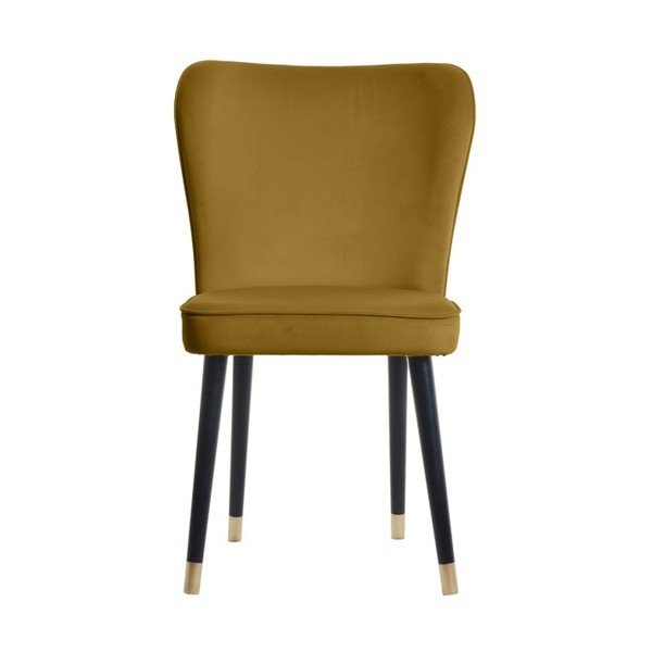 Blagovaonska stolica boje senfa sa zlatnim detaljima JohnsonStyle Odette French Velvet-image-2