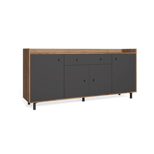 Siva niska komoda u dekoru oraha 180x84 cm Malta - Marckeric-image-2