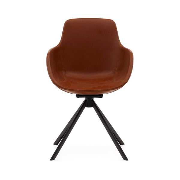 Konjak smeđe podstavljene blagovaonske stolice u setu s naslonima za ruke 2 kom Tissiana – Kave Home