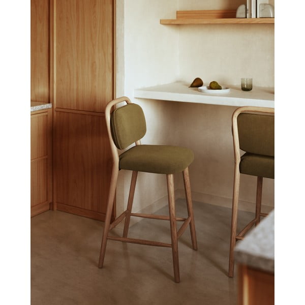 Kaki zelena barska stolica (visine sjedala 66 cm) Helda – Kave Home-image-2