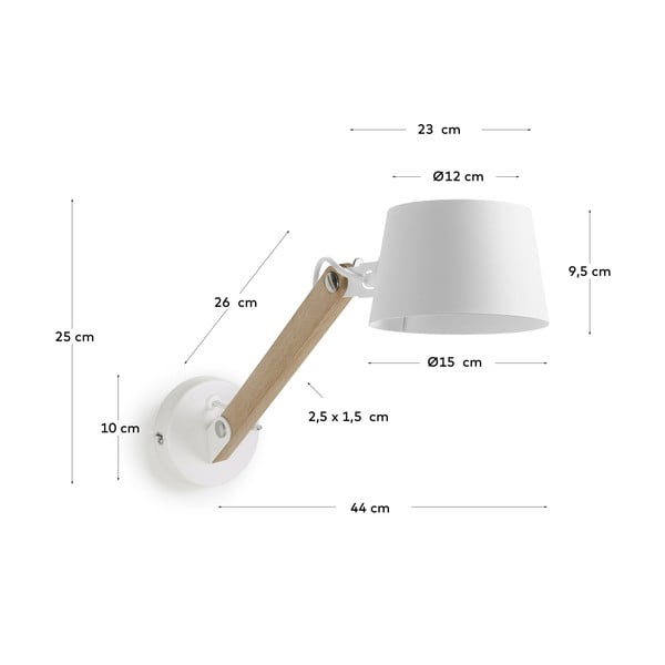 Bijela/u prirodnoj boji dječja zidna lampa s metalnim sjenilom ø 60 cm Muse – Kave Home-image-2