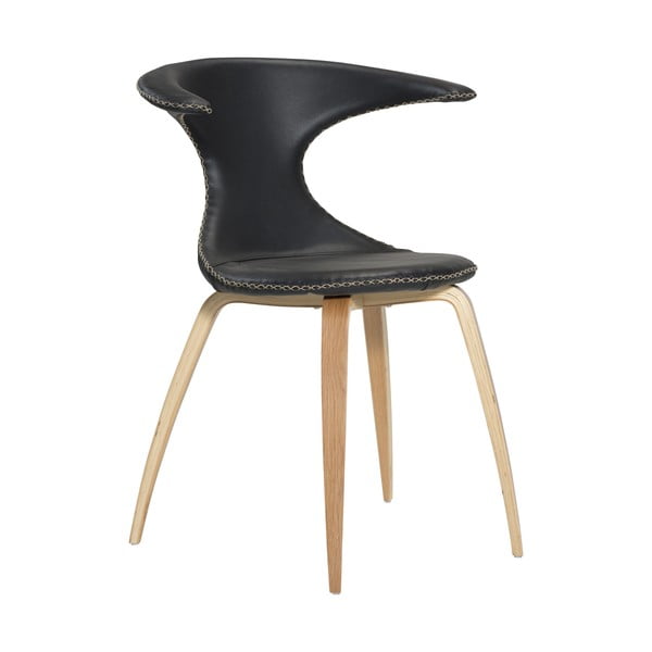 Crna kožna trpezarijska stolica s metalnim nogama prirodni DAN-FORM Denmark Flair