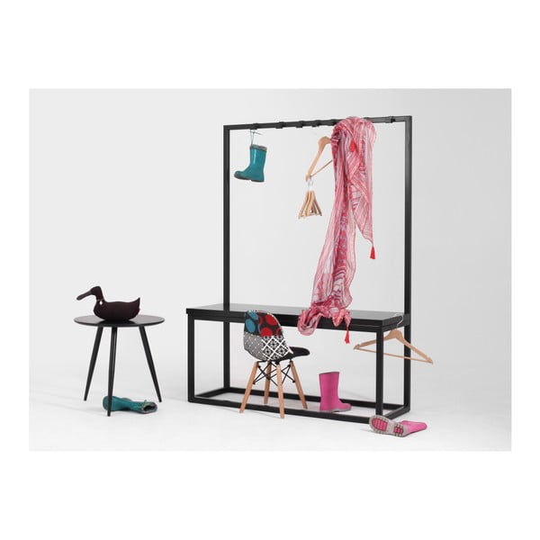 Crna vješalica s crnom klupom za sjedenje CustomForm Next, širine 120 cm-image-4