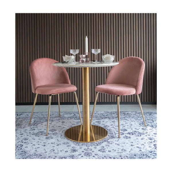 Okrugli blagovaonski stol s pločom stola u mramornom dekoru ø 70 cm Bolzano – House Nordic-image-3