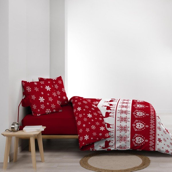 Crvena posteljina za bračni krevet/za produženi krevet od mikroflanela 240x220 cm Floconette – douceur d'intérieur-image-4