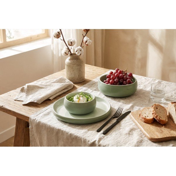 Zeleni tanjuri u setu 4 kom od kamenine ø 22 cm Aura Rondo – Bonami Selection-image-3