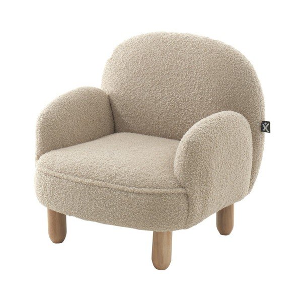 Bež dječja fotelja od bouclé tkanine Rocky – Vipack