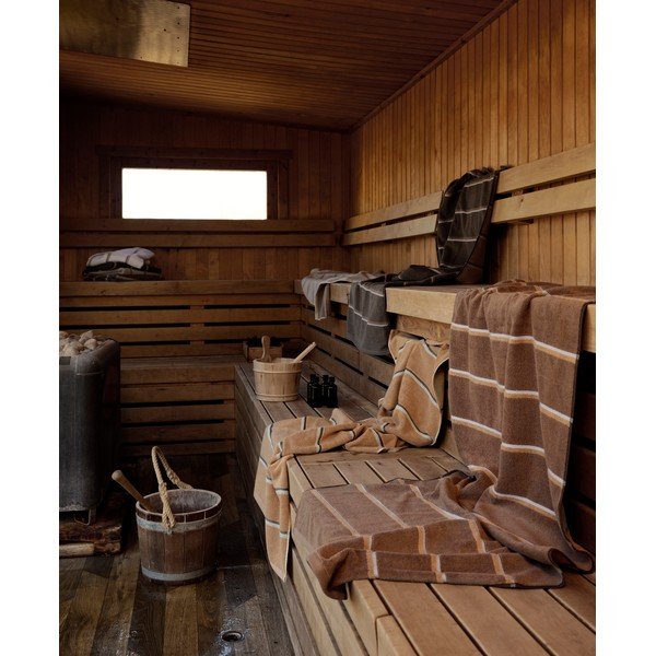 Crni/svijetlo sivi pamučan ručnik 50x100 cm Sauna – Zone-image-1