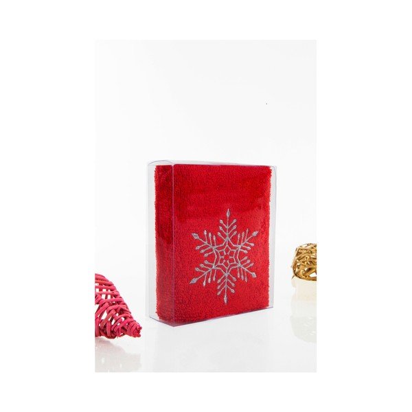 Ručnik Christmas Snowflake Red, 30 x 50 cm-image-1