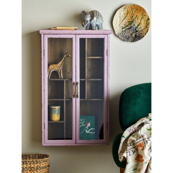 Prljavo roza vitrina od masivne jele 50x80x14 cm Hazem – Bloomingville-image-1