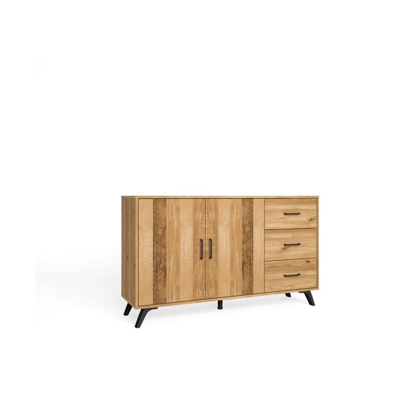 Niska komoda u dekoru hrasta u prirodnoj boji 136x81 cm Nordic - Marckeric-image-2