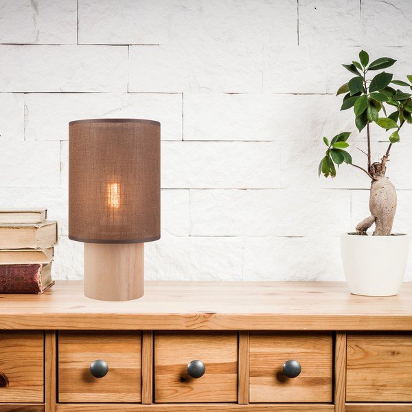 Smeđa stolna lampa s tekstilnim sjenilom (visina 30 cm) Ari – LAMKUR-image-2