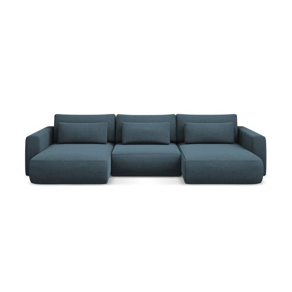 Plava sklopiva/s prostorom za odlaganje kutna garnitura (u obliku slova "U") Kapua – Makamii