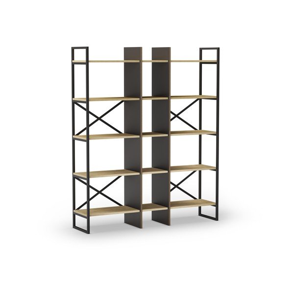 Biblioteka u dekoru hrasta u prirodnoj boji 143,5x175 cm Ara – Marckeric-image-3