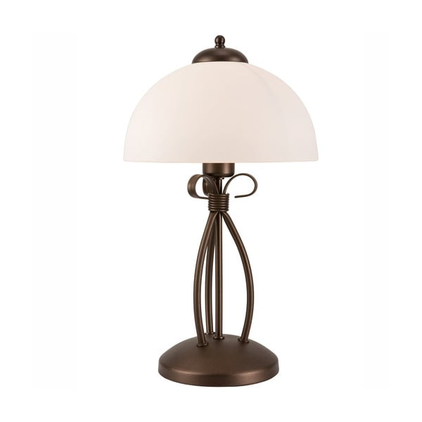 Tamno smeđa stolna lampa sa staklenim sjenilom (visina 43 cm) Adelle – LAMKUR