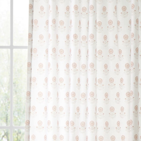 Bijela prozirna zavjesa 140x183 cm Woodblock Floral – Pineapple Elephant-image-2