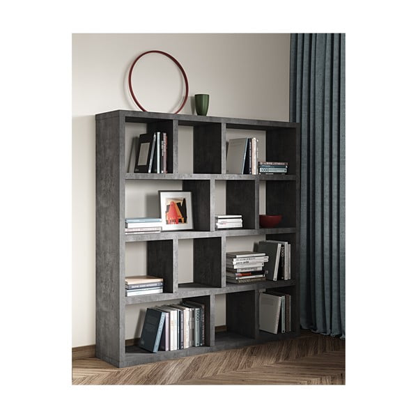 Siva biblioteka u betonskom dekoru 150x159 cm Berlin – TemaHome-image-3