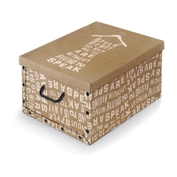 Smeđa kutija za pohranu s bijelim detaljima Domopak Kraft, dužine 50 cm