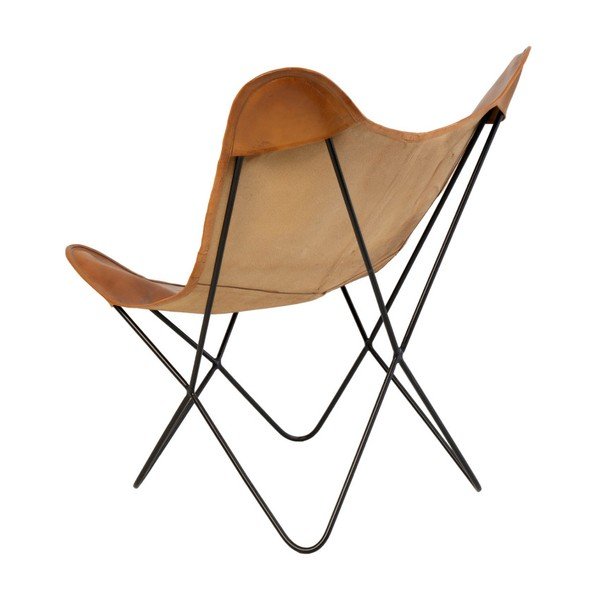 Smeđi kožni butterfly naslonjač sømcasa Farfalla-image-4