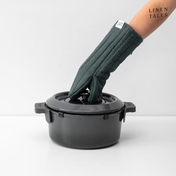 Lanena kuhinjska rukavica Forest Green – Linen Tales-image-1