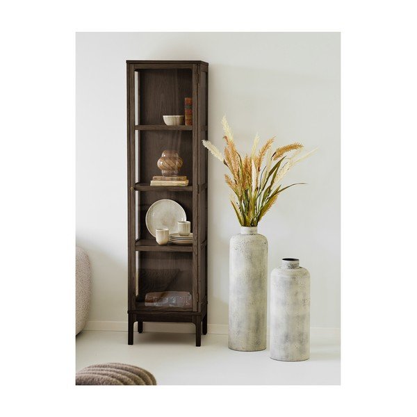 Tamno smeđa vitrina u dekoru hrasta 47x180x40 cm Zamora – House Nordic-image-1