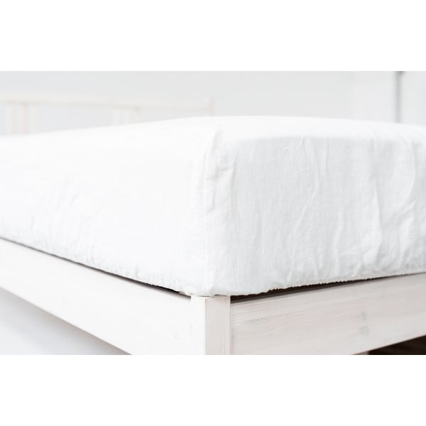 Bijela plahta s gumom od mješavine lana 90x200 cm – Linen Tales-image-4