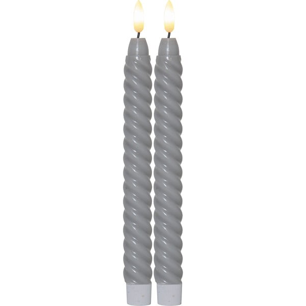 Set od 2 sive voštane LED svijeće Star Trading Flamme Swirl Antique, visina 25 cm