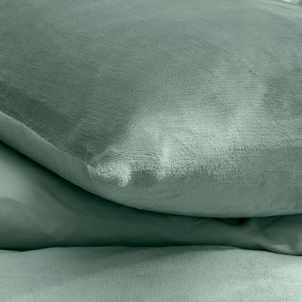 Zelena 3-dijelna posteljina za bračni krevet/za produženi krevet od mikroflanela 240x220 cm Flanou – douceur d'intérieur-image-2