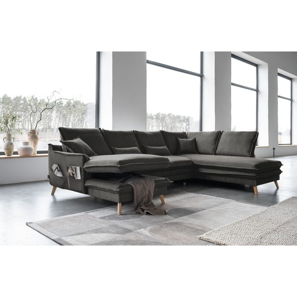 Tamno siva sklopiva kutna garnitura (s desnim kutom/u obliku slova "U") Charming Charlie – Miuform-image-4