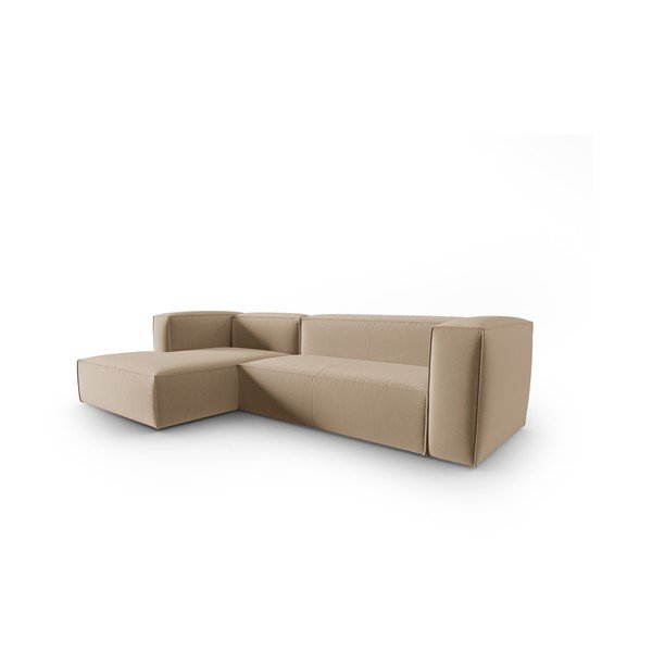 Svjetlo smeđa baršunasta kutna garnitura Mackay – Cosmopolitan Design-image-2