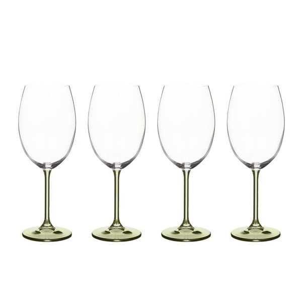 Set od 4 vinske čaše od zelenog kristalnog stakla Bitz Fluidum, 450 ml