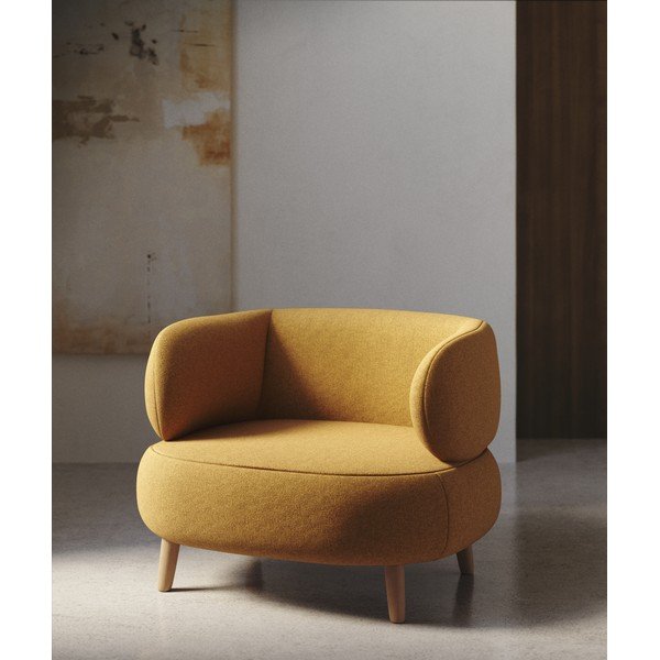 Senf žuta fotelja od bouclé tkanine Luisa – Kave Home-image-1