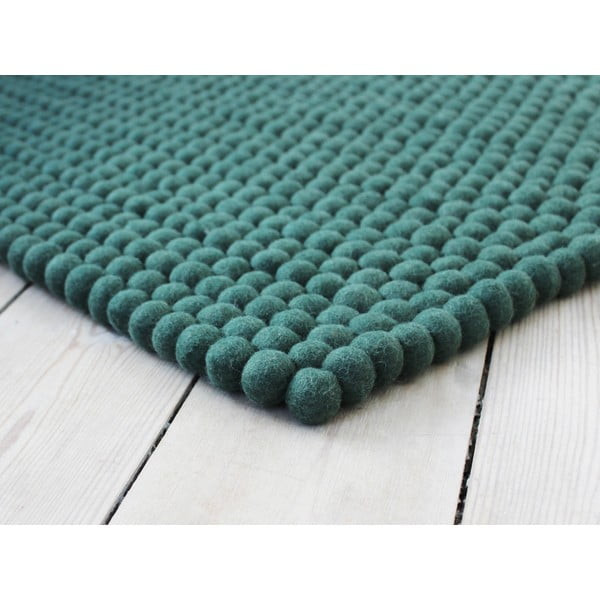 Zeleni tepih od vunenih pompona Wooldot Ball Rugs, 120 x 180 cm