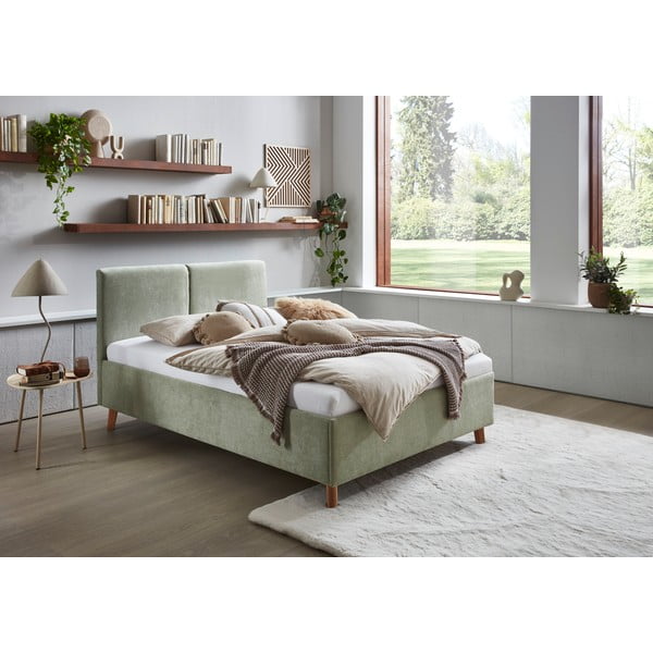 Svijetlo zeleni tapecirani bračni krevet s podnicom 140x200 cm Piano – Meise Möbel-image-1