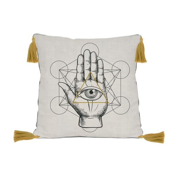 Obostrana jastučnica s primjesom lana Madre Selva Symbolic Hand, 45 x 45 cm