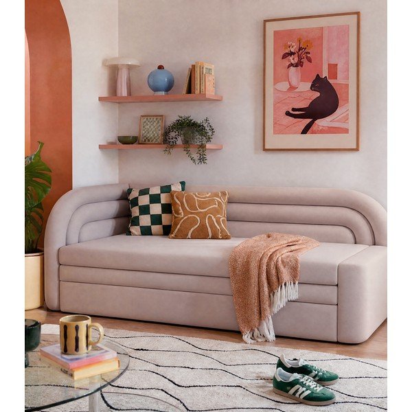 Bež baršunasti sklopiva/s prostorom za odlaganje sofa s lijevim kutom 223 cm Fabillo – ELTAP-image-1