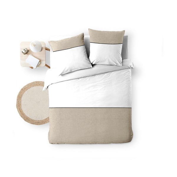 Bijela/bež pamučna posteljina za bračni krevet/za produženi krevet 240x220 cm Gabrielle – douceur d'intérieur-image-4