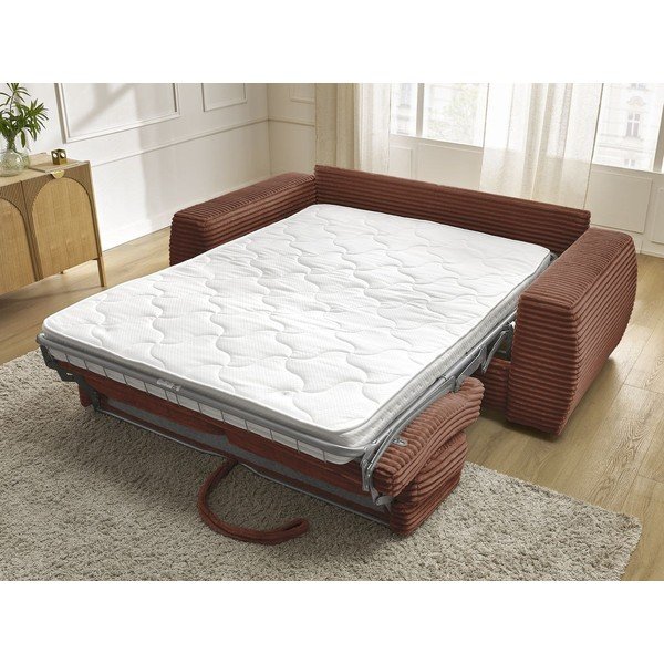 Narančasta sofa za spavanje/sklopiva od samta 240 cm Hugo – Bobochic Paris-image-1