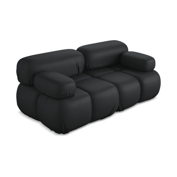 Crna sofa od imitacije kože 190 cm Lokua – Makamii-image-2