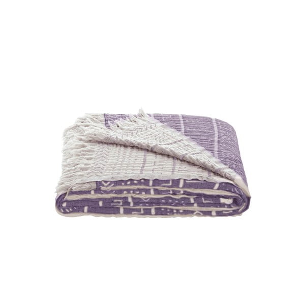 Ljubičasti prekrivač od muslina za bračni krevet 220x240 cm Etno - Mijolnir