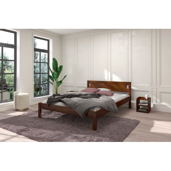 Tamno smeđi krevet od borovine 90x200 cm Laxbaken - Skandica-image-1