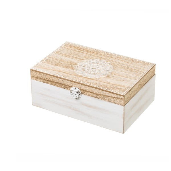 Bijela drvena kutija za pohranu Unimasa Treasure, 24 x 17 cm