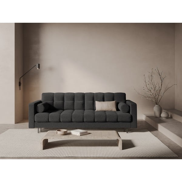 Tamno siva sklopiva/s prostorom za odlaganje sofa od bouclé tkanine 222 cm Bali – Cosmopolitan Design-image-1