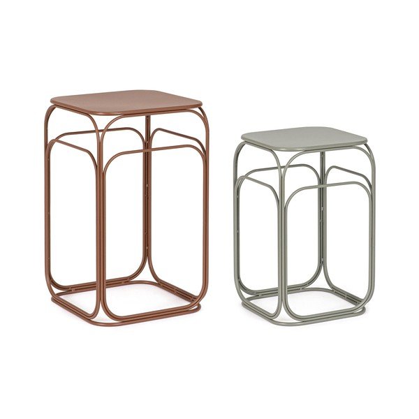 Sivi/boje terakote metalni stolići za kavu u setu 2 kom 36x36 cm Clarity – Bizzotto