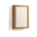 Zidni/s ogledalom kupaonski ormarić od masivne tikovine u prirodnoj boji 50x70 cm Plubia – Kave Home