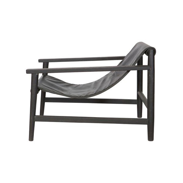 Crna kožna fotelja BePureHome Sling-image-2