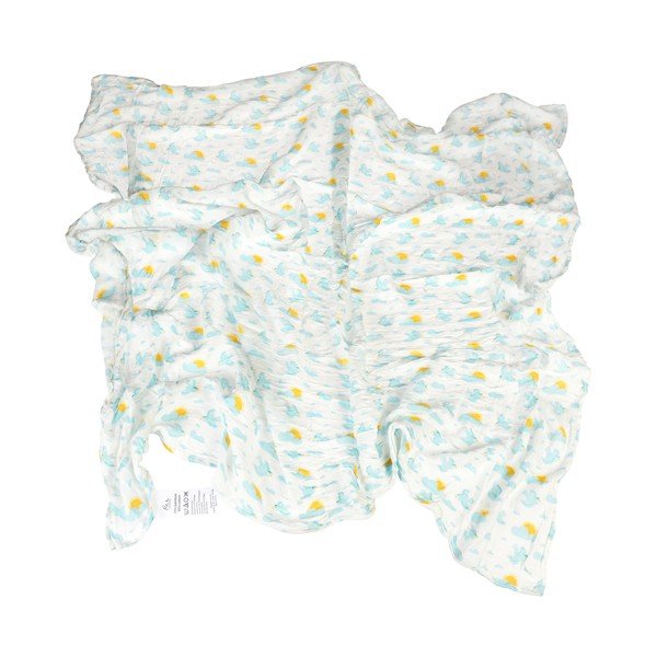 Bijela/plava deka za bebe od muslina za zamatanje 120x120 cm Skylark – Rex London