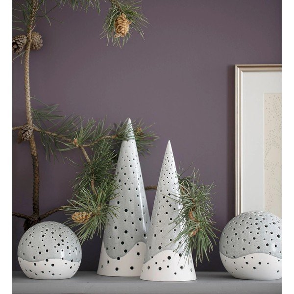 Sivi božićni svijećnjak od koštanog porculana Kähler Design Nobili, ⌀ 14 cm-image-3